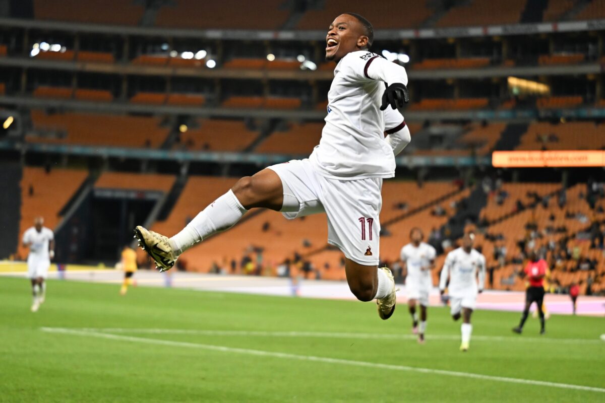 Langelihle Phili celebrating a goal for Stellenbosch FC during a match