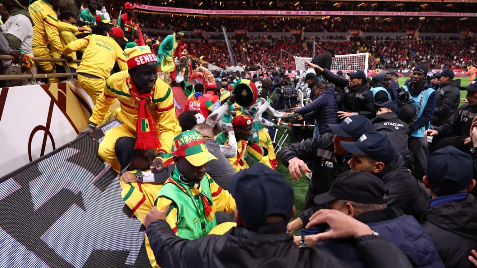 Senegal football fans during AFCON match prior to arrests