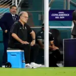 Marcelo Bielsa speaking during a press conference ahead of Uruguay match
