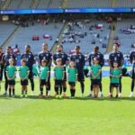 Cape Verde players singing the national anthem