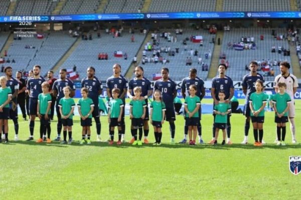 Cape Verde players singing the national anthem