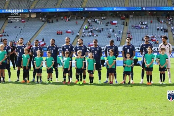Cape Verde players singing the national anthem