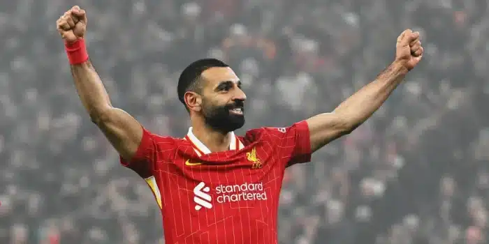Mohamed Salah playing for Liverpool in a Premier League game