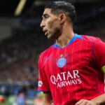 Achraf Hakimi in action for PSG during a competitive match