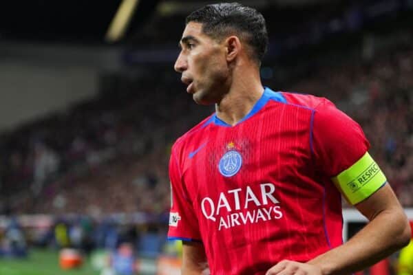 Achraf Hakimi in action for PSG during a competitive match