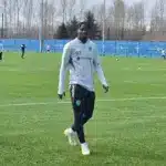 Georgi Minoungou dribbling during training