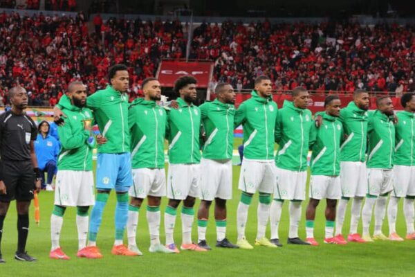 Namibia and Comoros players competing during an international football match