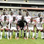 South Sudan and Djibouti players contest the ball during AFCON preliminary match in Juba