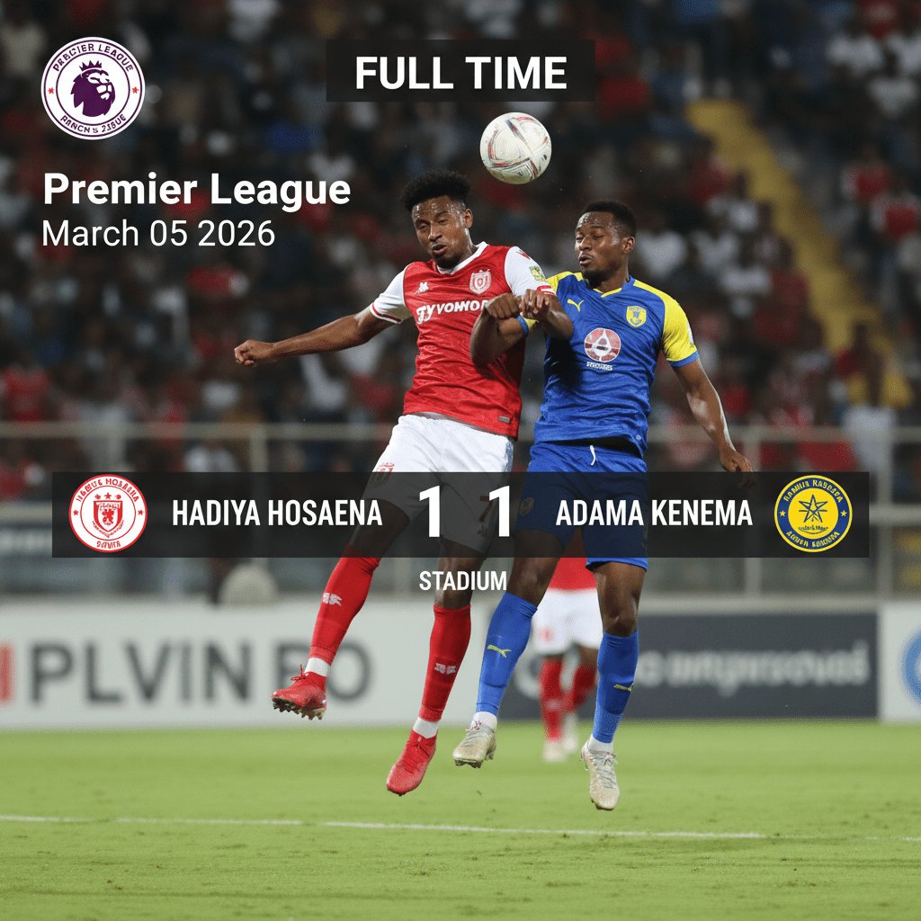 Hadiya Hosaena vs Adama Kenema 1:1, 2026-03-05, Ethiopia Premier League Match Report and Highlights