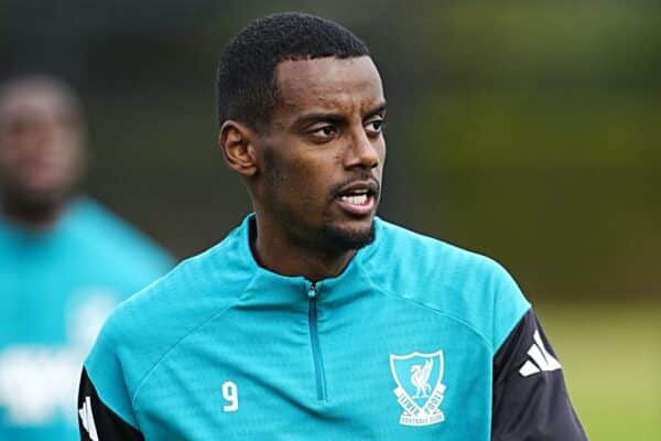 Alexander Isak training with Liverpool squad