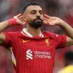 Mohamed Salah celebrating a goal for Liverpool