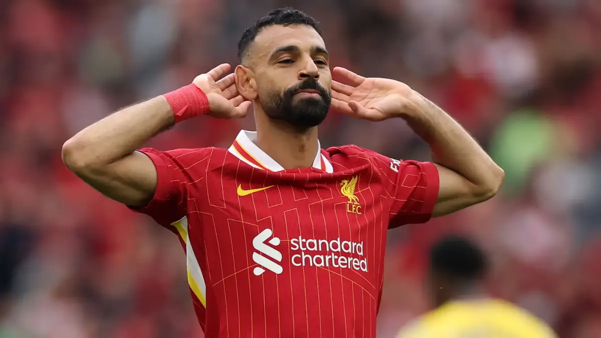 Mohamed Salah celebrating a goal for Liverpool