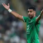 Riyad Mahrez reacts during Al Ahli match