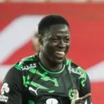 Omar Diakité celebrating after scoring for Cercle Brugge