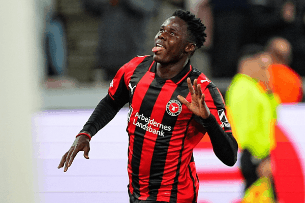 Franculino Djú scoring for FC Midtjylland