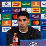 Achraf Hakimi speaking at PSG press conference before Liverpool match