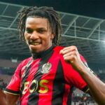 Hicham Boudaoui playing for OGC Nice in a Ligue 1 match