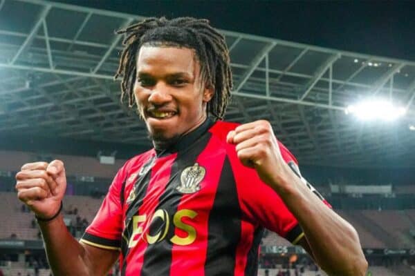 Hicham Boudaoui playing for OGC Nice in a Ligue 1 match