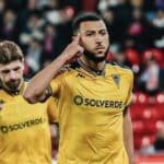 Yanis Begraoui scores in front of Morocco coach