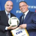 Fouzi Lekjaa speaking at a press conference