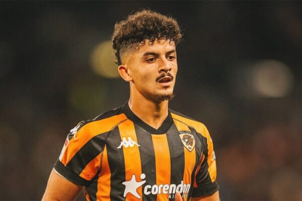 Bachir Belloumi celebrating after scoring for Hull City against Oxford United