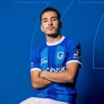 Zakaria El Ouahdi celebrates for Genk