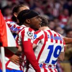 Ademola Lookman celebrating goal for Atletico Madrid