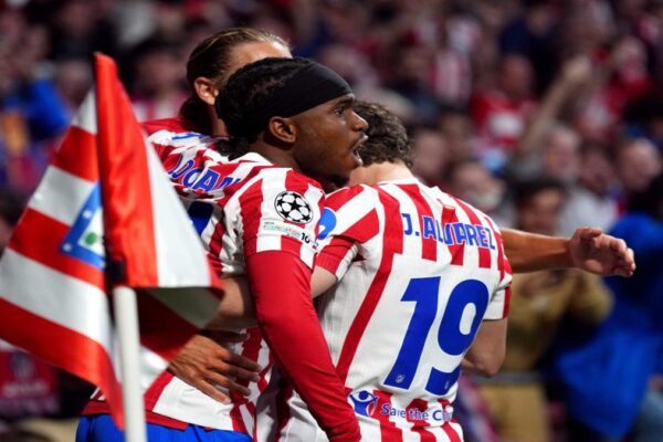 Ademola Lookman celebrating goal for Atletico Madrid