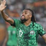 Alex Iwobi playing for Nigeria during an international match