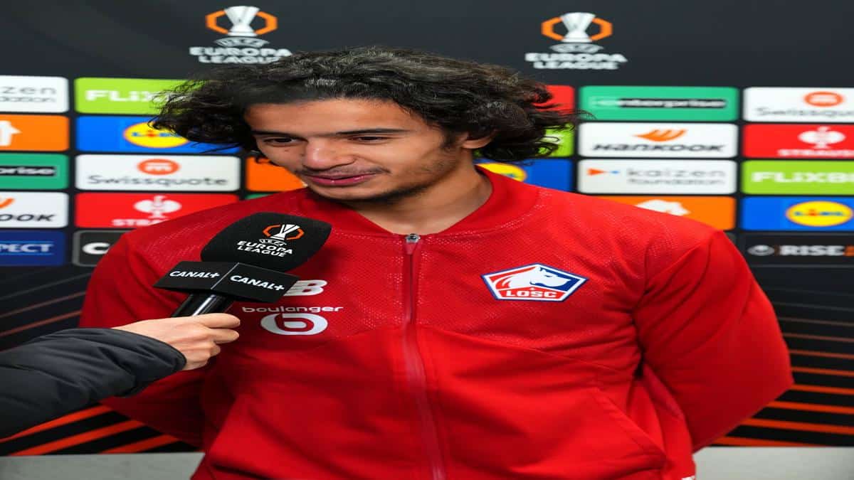 Ayoub Bouaddi playing for Lille in a Ligue 1 match