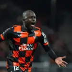 Bamba Dieng celebrating a goal for FC Lorient