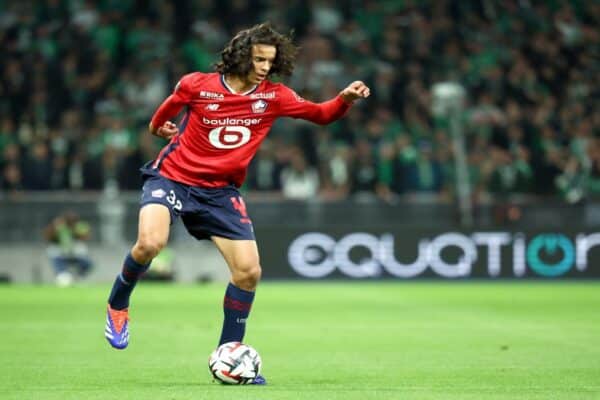 Ayyoub Bouaddi playing for Lille in a Ligue 1 match