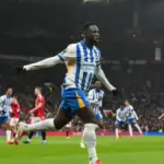 Brighton players during a Premier League match