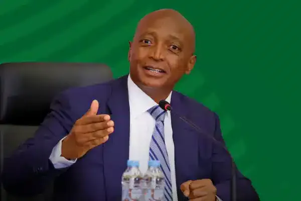 CAF president Patrice Motsepe speaking during an official visit to Morocco