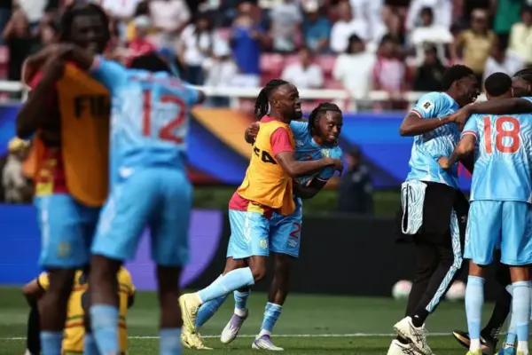 DR Congo players celebrating qualification victory
