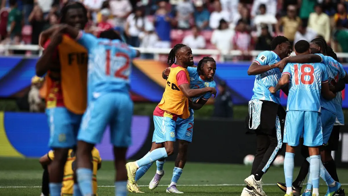 DR Congo players celebrating qualification victory