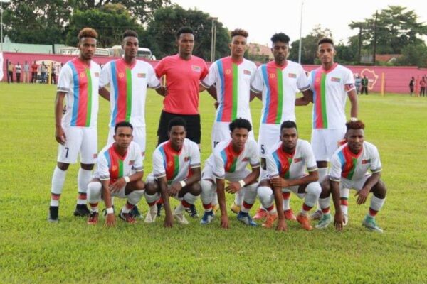 Eritrea national football team players during a match
