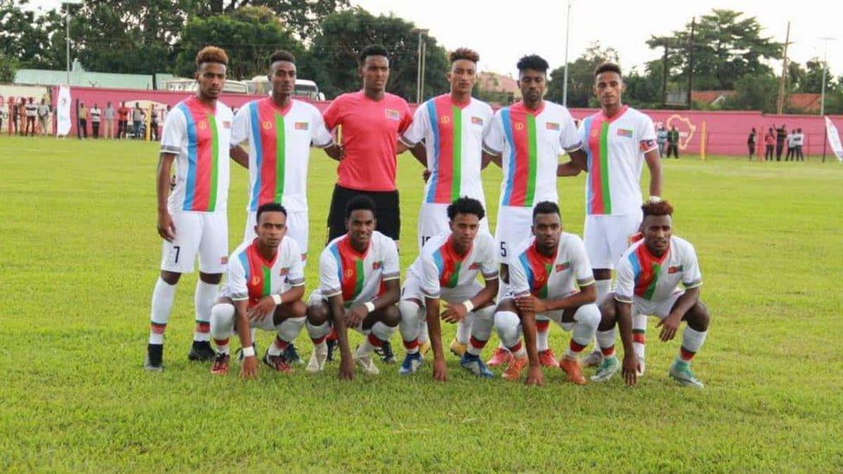 Eritrea national football team players during a match