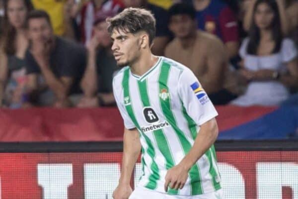Abdessamad Ezzalzouli celebrating a goal for Real Betis in Europa League match