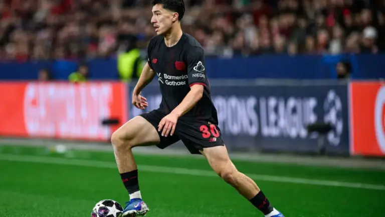 Ibrahim Maza celebrates during Leverkusen’s comeback win