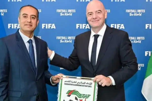 Gianni Infantino meeting President Abdelmadjid Tebboune in Algeria