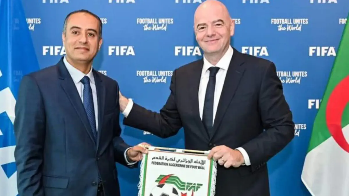 Gianni Infantino meeting President Abdelmadjid Tebboune in Algeria
