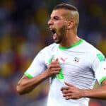 slam Slimani during a match as he prepares for a potential move to Qatar