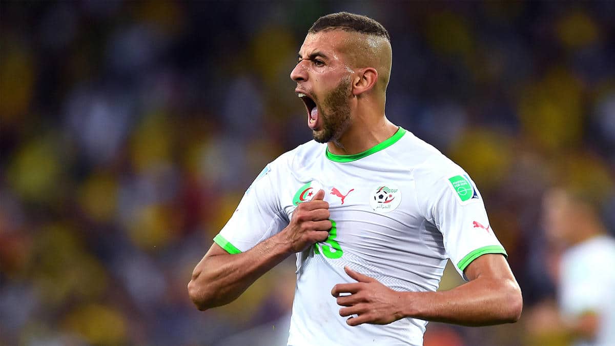 slam Slimani during a match as he prepares for a potential move to Qatar