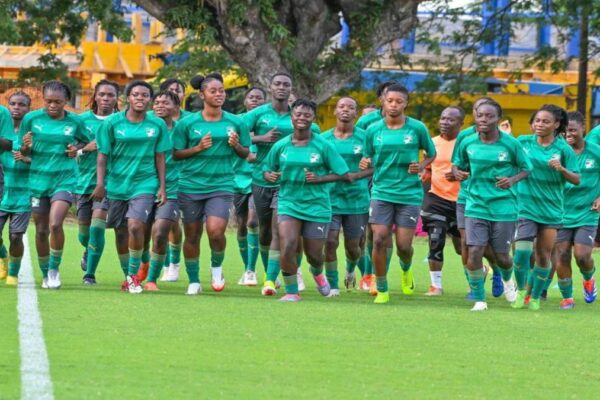 Ivory Coast women’s national team players training ahead of matches