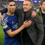 Achraf Hakimi and Luis Enrique after a match