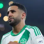 Riyad Mahrez celebrating Champions League win with Al Ahli