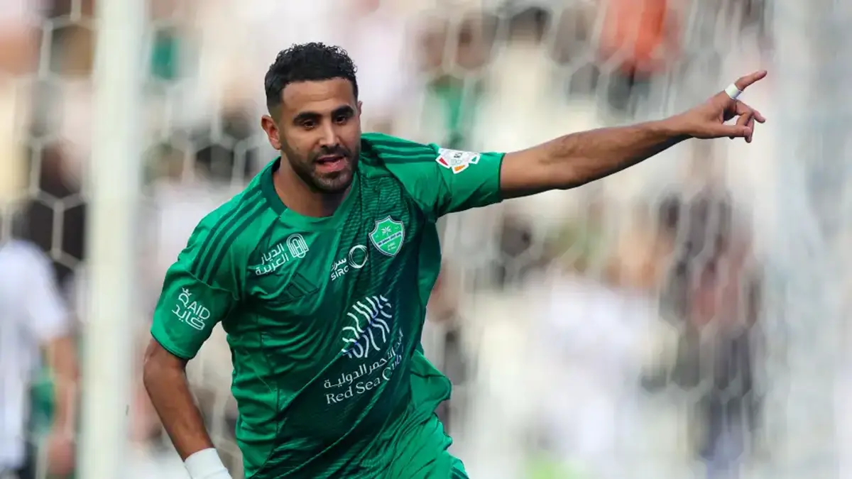 Riyad Mahrez playing for Al-Ahli during a match
