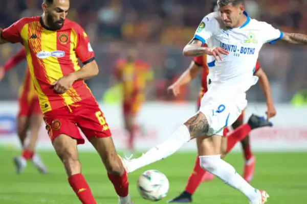Mamelodi Sundowns players during an away match in CAF competition