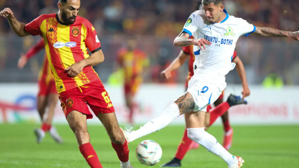 Mamelodi Sundowns players during an away match in CAF competition